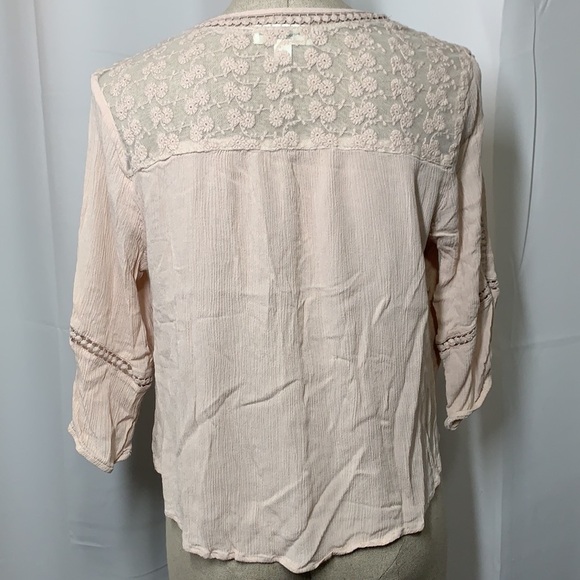 Vintage John Paul Richard Petite Lace Crepe Blouse - Pink, Cotton, Sz PL - Picture 5 of 9